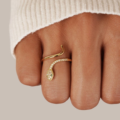 14K Gold Crystal Snake Rings - Beautiful Earth Boutique