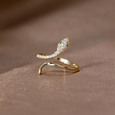 14K Gold Crystal Snake Rings - Beautiful Earth Boutique